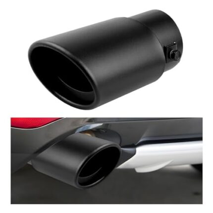 Gasedin Stainless Steel Car Exhaust Tip, 2.5" to 3.3" Straight Polished Automotive Replacement Exhaust Pipes, Adjustable Car Decoration Chrome-Plated Finish Exhaust Tailpipe Tip (Black, Straight)