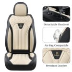 FLORICH Leather Seat Covers Full Set 5 Seats Black White Universal - Image 5