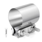 ZEHCLP 1 Pcs 2.5 inch Exhaust Clamp 2 1/2 Butt Joint 304 Stainless Steel Band Clamp Sleeve Couple Catalytic Converters，Muffler (1, 2.5 inch)