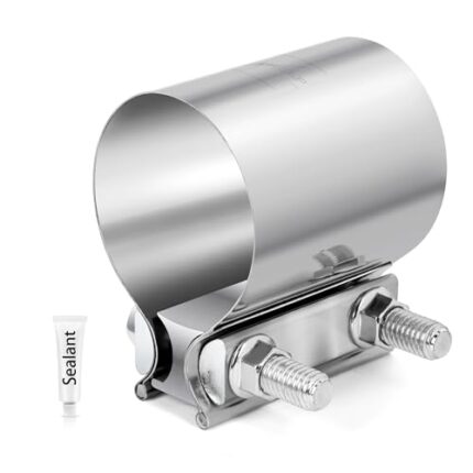ZEHCLP 1 Pcs 2.5 inch Exhaust Clamp 2 1/2 Butt Joint 304 Stainless Steel Band Clamp Sleeve Couple Catalytic Converters，Muffler (1, 2.5 inch)