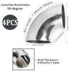 Heavy-Duty 90 Degree Exhaust Pipe Elbow 3" - 4 Pack for Automotive & Industrial Use - Image 2