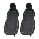 Premium Leather Car Seat Covers: Full Set 5-Seat SUV Truck Universal Fit Black/White - Image 7