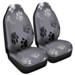 Universal Gray Dog Paw Print Car Seat Covers | Front Seat Protection | All Season Use - Image 2
