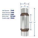 High-Flow Stainless Steel Exhaust Resonator 5" Inlet/Outlet Universal Performance Muffler - Image 4