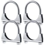 Datanly 4 Pcs 2-1/2" Heavy Duty Exhaust Clamp Exhaust Products Genuine U Bolt Clamp Hanger Muffler Tip Hook Clip for Pipes Connection
