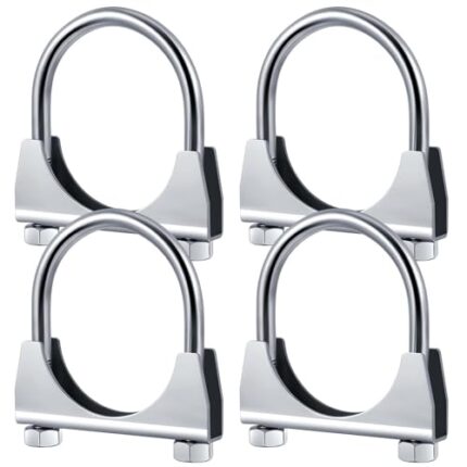 Datanly 4 Pcs 2-1/2" Heavy Duty Exhaust Clamp Exhaust Products Genuine U Bolt Clamp Hanger Muffler Tip Hook Clip for Pipes Connection