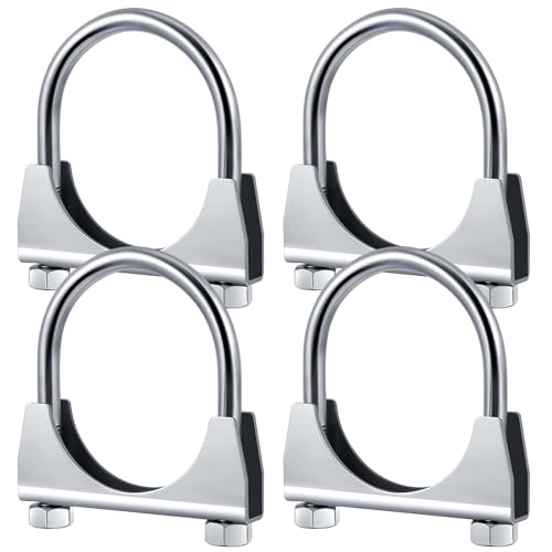Datanly 4 Pcs 2-1/2" Heavy Duty Exhaust Clamp Exhaust Products Datanly 4 Pcs 2-1/2" Heavy Duty Exhaust Clamp Exhaust Products Genuine U Bolt Clamp Hanger Muffler Tip Hook Clip for Pipes Connection