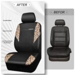 Leopard Print Car Interior Set: Universal Seat Covers, Mats, Steering Wheel Cover - Image 6