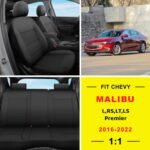 Chevy Malibu Seat Covers 2016-2024 | Black Leather Protector Full Set - Image 3