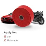 Titanium Motorcycle Exhaust Wrap 16FT Heat Shield Tape w/ SS Ties Red - Image 4