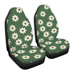 Boho Floral Car Seat Covers: Breathable Green Hippie Front Seat Cushions (2pk) - Image 2