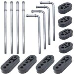 Ganluuree 16PCS Rubber Exhaust Hanger Rod Set Heavy Duty 3/8"(10MM) Rod 90°7.6" Long + Straight 10" Long Muffler Hanger Mild Steel Zinc Coated 2 Hole 4 Hole Insulator Mount Car Automotive Replacement