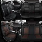 COVER EMPIRE 5 Seat Leather Car Seat Covers Waterproof SUV Truck Black Brown - Image 5