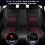 Toyota RAV4 Seat Covers 2019-2025 Waterproof Leather Black Red - Image 3