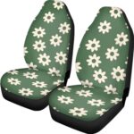 Boho Floral Car Seat Covers: Breathable Green Hippie Front Seat Cushions (2pk) - Image 3