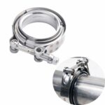 AotoKoop Automotive Universal 304 Entire Stainless Steel 3.5" V-Band Bolt Clamp with 2 Pcs Male Female Flanges Kit for Exhaust System, Turbocharger, Downpipe, Muffler - 1 pack