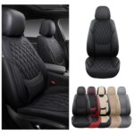 FREESOO Leather Car Seat Covers with Lumbar Support Waterproof Black - Image 8