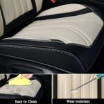FLORICH Leather Seat Covers Full Set 5 Seats Black White Universal - Image 6