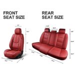 Wine Red Leather Car Seat Covers Full Set Waterproof for SUV Truck - Image 3
