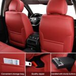 Wine Red Leather Car Seat Covers Full Set Waterproof for SUV Truck - Image 4