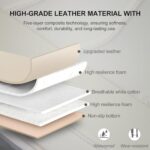 BOPUOVRE Luxury PU Leather Car Seat Cover Anti-Slip Universal Fit Beige - Image 6