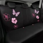 Universal Car Seat Covers Set: Waterproof Pink Black Butterfly Design w/ Floor Mats - Image 8