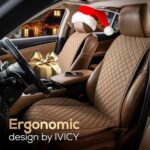 IVICY Linen Car Seat Cover Brown Non-Slip Breathable Universal Fit - Image 2