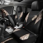 Leopard Print Car Interior Set: Universal Seat Covers, Mats, Steering Wheel Cover - Image 2