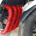 Titanium Motorcycle Exhaust Wrap 16FT Heat Shield Tape w/ SS Ties Red - Image 6