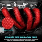 Titanium Motorcycle Exhaust Wrap 16FT Heat Shield Tape w/ SS Ties Red - Image 5