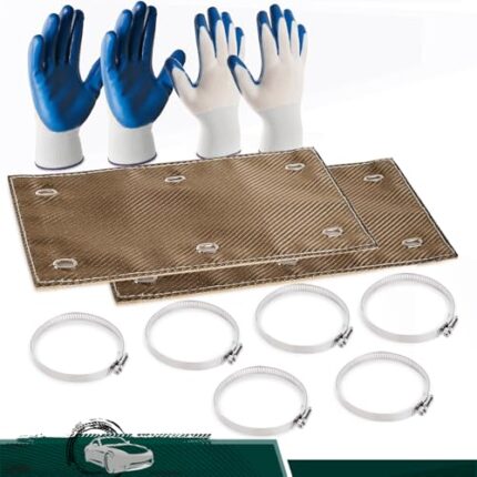 2 Set Titanium Pipe Shield 12" x 6", 2-Layer Motorcycle Exhaust Heat Shield, Heat Insulation Protection up to 1350°F for Motorcycles, Components, Hoses, Lines, and Electrical Wiring