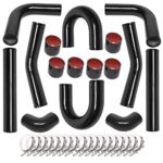 8PCS Universal Aluminum 2.5 Inch Intercooler Piping U-Pipe Black Kit & T-Bolt Clamps & Black Coupler…