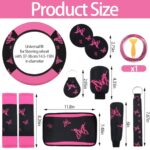 Butterfly Car Seat Covers Pink Black 47pc Women's Full Interior Set SUV Accessory - Image 5
