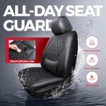 FREESOO Leather Car Seat Covers with Lumbar Support Waterproof Black - Image 4