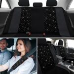 Luxe Bling Velvet Car Seat Covers - Universal Fit, Black Mesh, Airbag Safe - Image 7