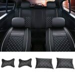 Premium Leather Car Seat Covers: Full Set 5-Seat SUV Truck Universal Fit Black/White - Image 2