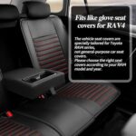 Toyota RAV4 Seat Covers 2019-2025 Waterproof Leather Black Red - Image 4