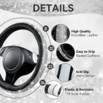 Sparkling Diamond Bling Leather Car Seat Covers 12pc Rhinestone Women's Set - Image 4