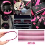 Butterfly Car Seat Covers Pink Black 47pc Women's Full Interior Set SUV Accessory - Image 6