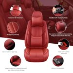 Wine Red Leather Car Seat Covers Full Set Waterproof for SUV Truck - Image 6