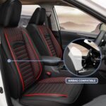 Toyota RAV4 Seat Covers 2019-2025 Waterproof Leather Black Red - Image 5