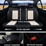 FLORICH Leather Seat Covers Full Set 5 Seats Black White Universal - Image 4