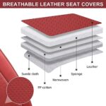 Wine Red Leather Car Seat Covers Full Set Waterproof for SUV Truck - Image 9