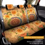 Boho Sunflower Car Interior Set: 15pc Yellow Sun Moon Seat Covers & Accessories - Image 4