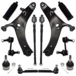 AUQDD 12Pcs Front End Suspension Kit Fit For 2009-2013 Su-baru Forester, 2 Lower Control Arm 2 Ball Joint 2 Sway Bar Link 4 Outer & Inner Tie Rod End (# 524-783 524-784 K750049 EV800513 ES3712 K9513)