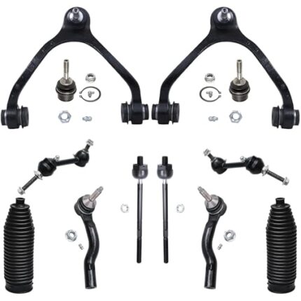 Detroit Axle - Front End 12pc Suspension Kit for 2003-2011 Mercury Grand Marquis Ford Crown Victoria Town Car, 2 Upper Control Arms 2 Lower Ball Joints 4 Tie Rods 2 Boots 2 Sway Bars Replacement