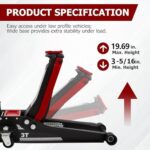 GAOLLY 3 Ton Low Profile Floor Jack Dual Piston Quick Lift - Image 2