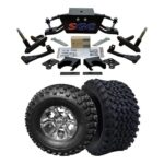 Hardcore Parts 6” Heavy Duty Double A-Arm Suspension Lift Kit for Club Car DS Golf Cart (2004.5-Up) with 10" Machined/Gunmetal 'Vampire' Wheels and 22"x11"-10" DOT rated All-Terrain tires