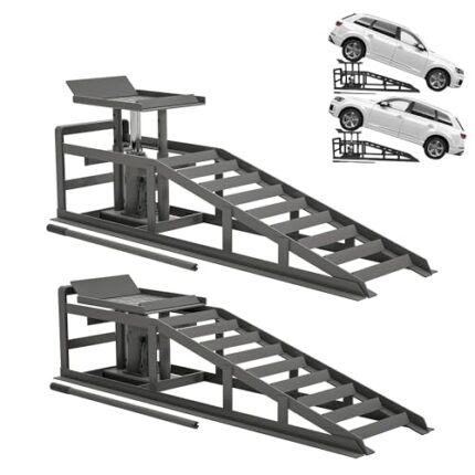 Hydraulic Car Ramps 5T 11000lbs Low Pro-File Car Lift Service Ramps Truck Trailer Garage, 4-Level Height Adjustment, Lift Height 11.61-16.21 Inches, 2 Pack