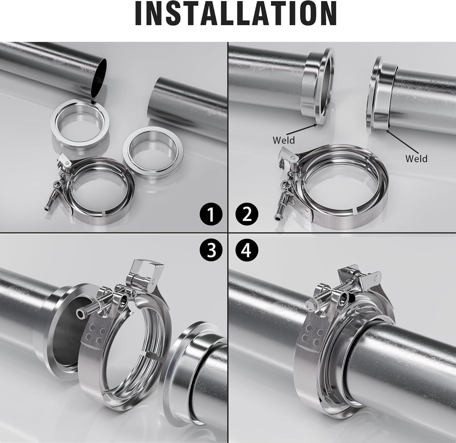 Stainless Steel V-Band Clamp: ⁤Quick Exhaust Power!